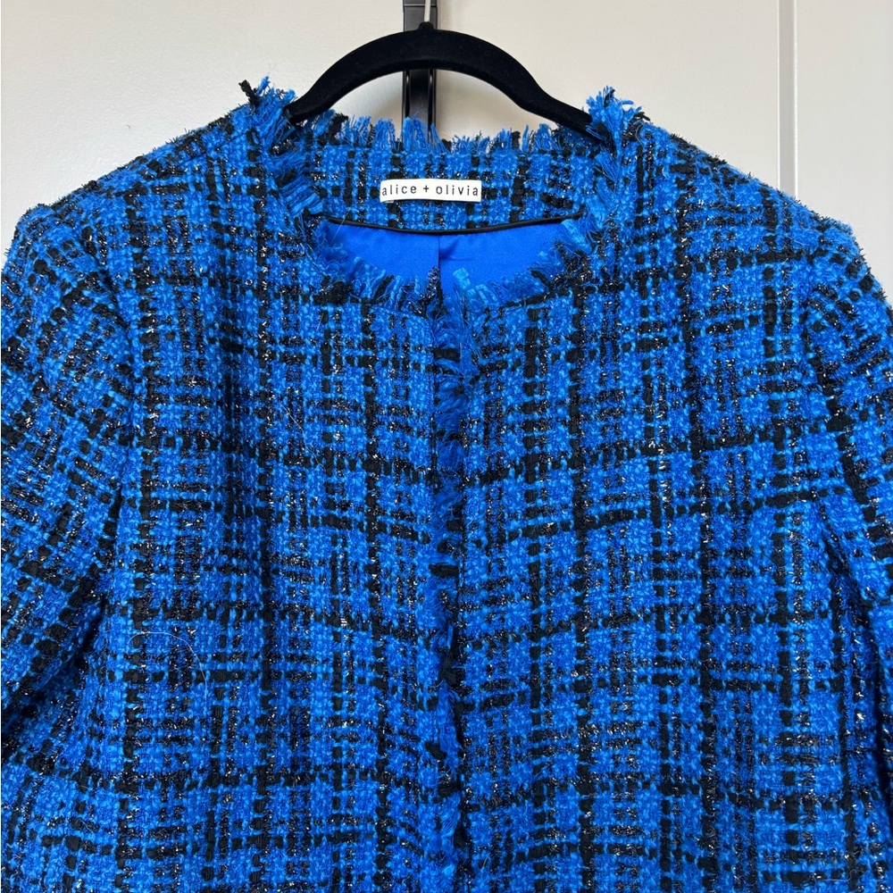 Alice + Olivia Blue and Black Tweed Blazer - Picture 4 of 7